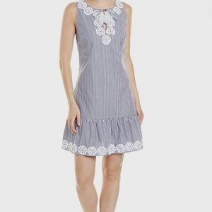 Sail to Sable Navy and White Lace Trim Dress